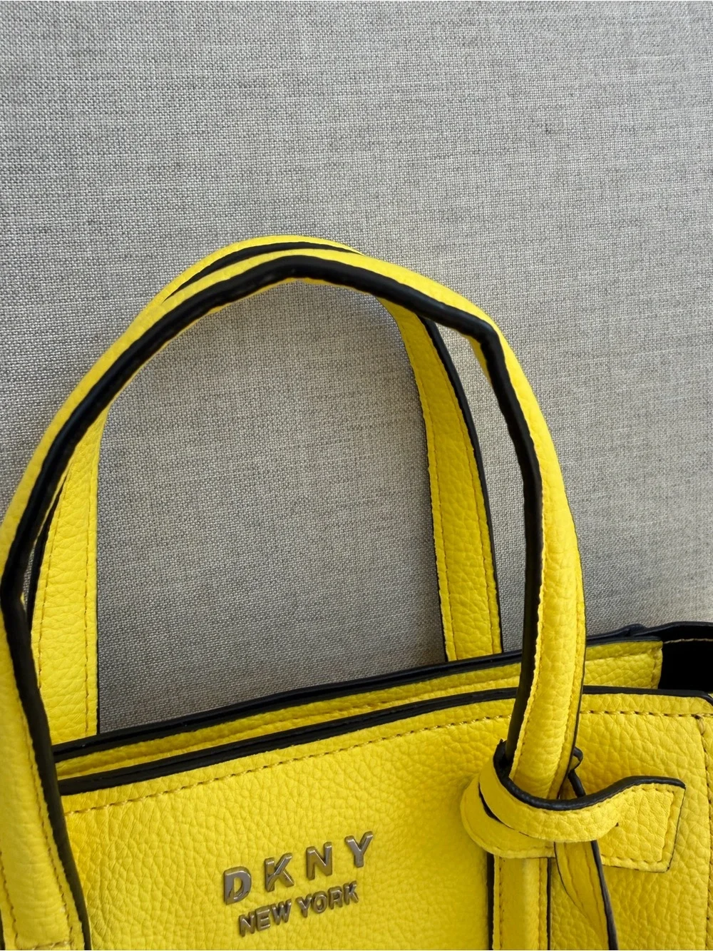 DKNY Small Yellow Pebbled Leather Tote with Removable Strap. Good condition - Picture 8 of 16